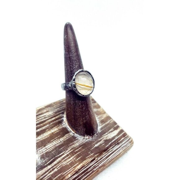 Gold rutilated quartz crystal Ring handmade - Picture 8 of 12
